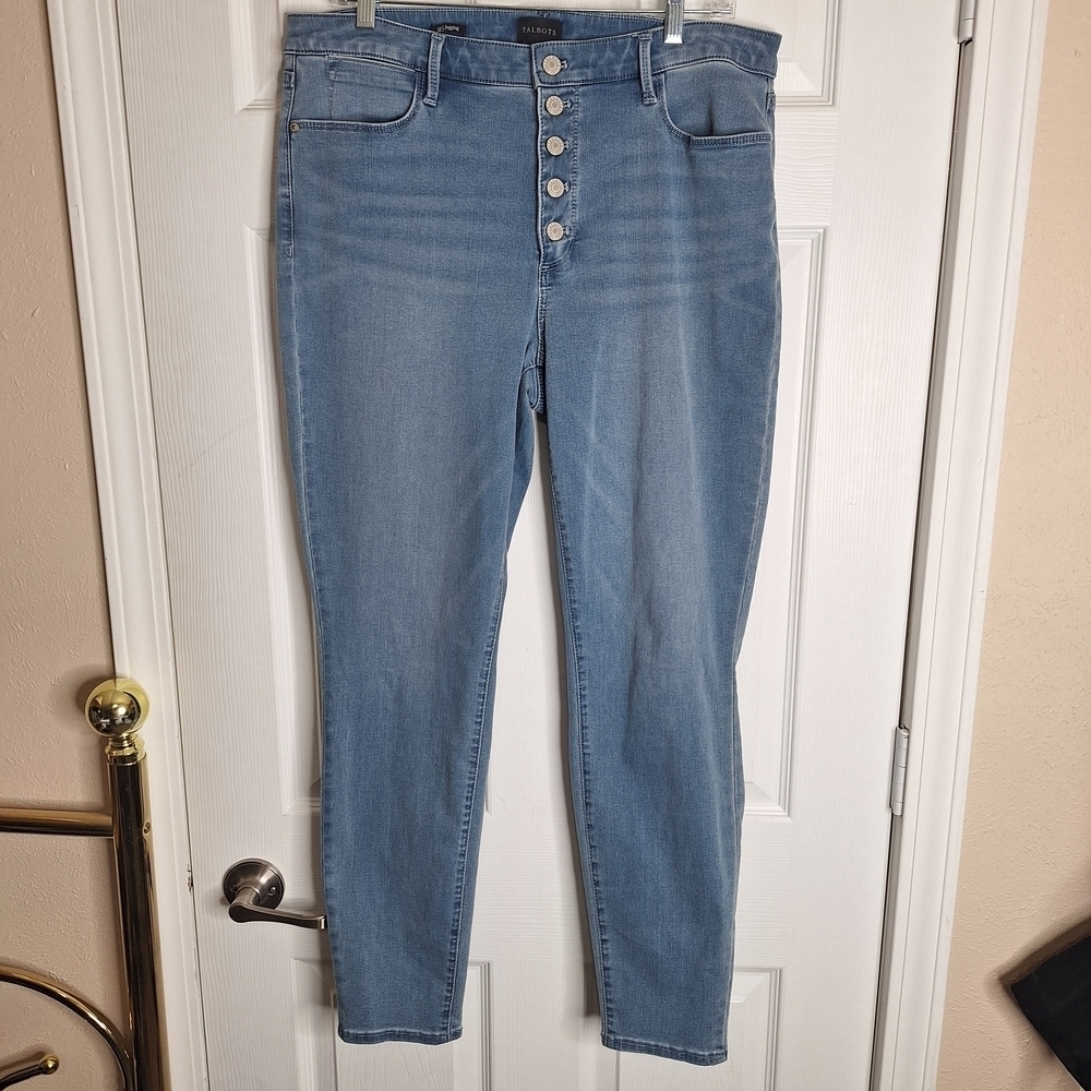 Talbots High Rise Buttonfly Jeggings Light Blue Jeans Size 12